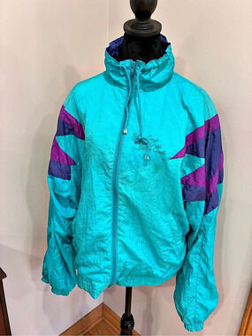Vintage Silver Creek 90s Windbreaker Teal Purple Colorblock Retro Jacket